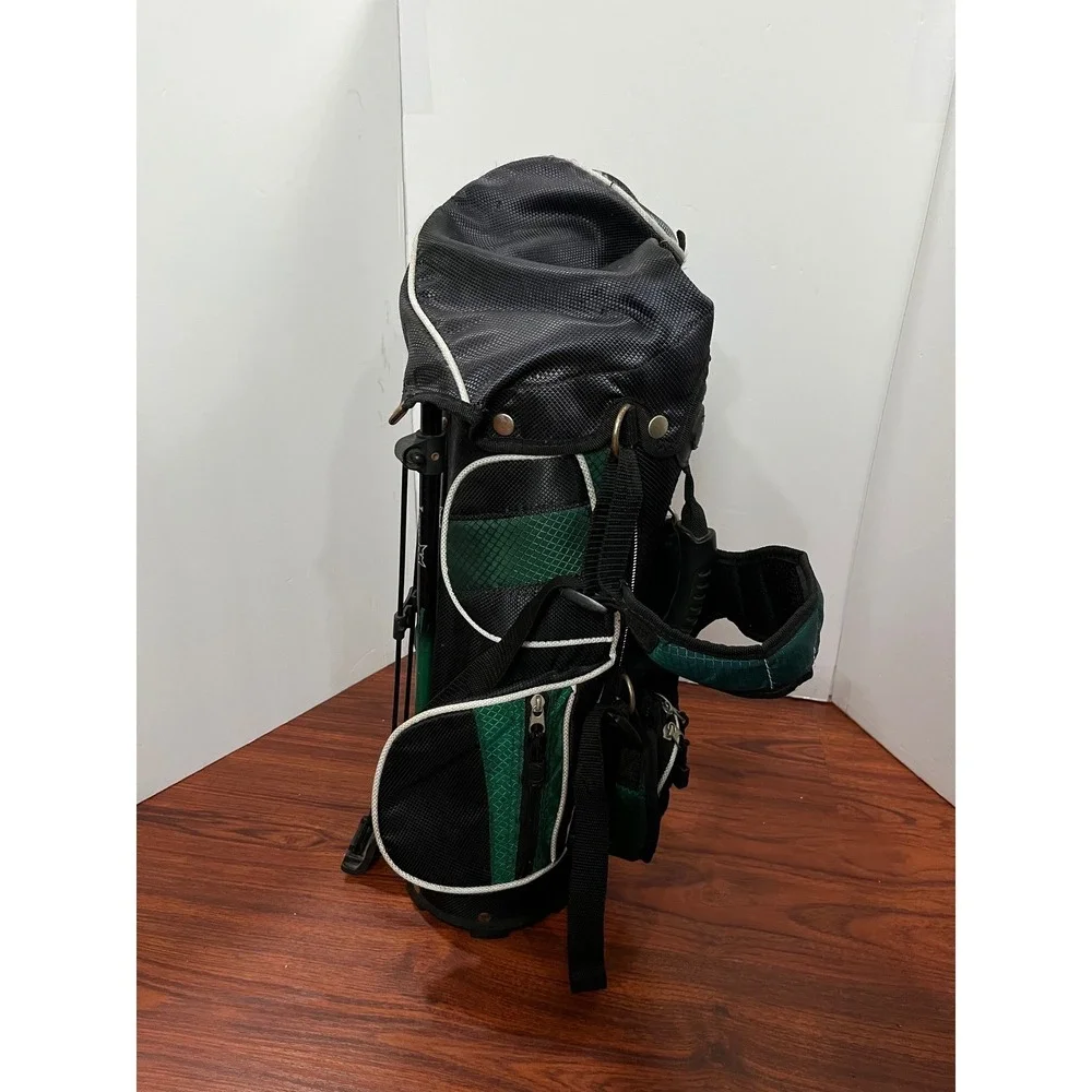 Lynx 3 Way Golf Stand Bag Black Green Lightweight‎ With Golf Clubs Bag Youth
